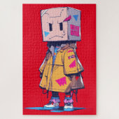 Schattige Kind met Papieren Tas Pet Legpuzzel (Verticaal)