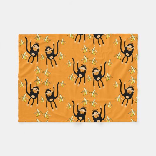 Schattige Kind Monkey Fleece Deken (Voorkant (Horizontaal))