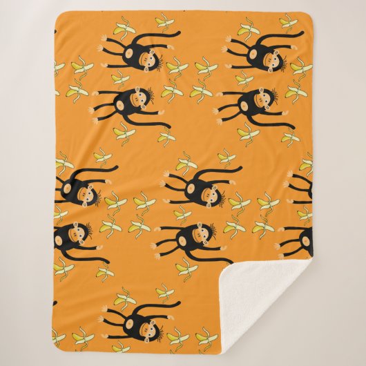 Schattige Kind Monkey Sherpa Deken (Voorkant)