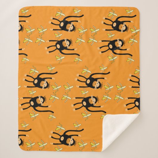 Schattige Kind Monkey Sherpa Deken (Voorkant)