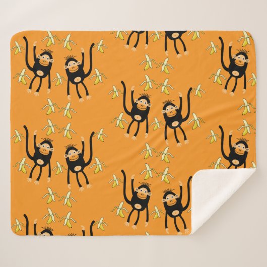 Schattige Kind Monkey Sherpa Deken (Voorkant (horizontaal))