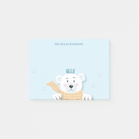 Schattige Kind Polar Beer winter post-it notes (Voorkant)