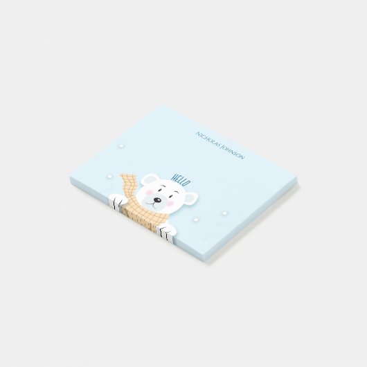 Schattige Kind Polar Beer winter post-it notes (Schuin)