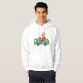 Schattige Kind Rijden Groene Auto Kinderen Illustr Hoodie (Voorkant volledig)