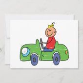 Schattige Kind Rijden Groene Auto Kinderen Illustr Kaart (Voorkant)