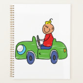 Schattige Kind Rijden Groene Auto Kinderen Illustr Planner (Voorkant)