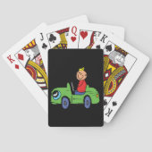 Schattige Kind Rijden Groene Auto Kinderen Illustr Pokerkaarten (Achterkant)