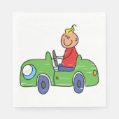 Schattige Kind Rijden Groene Auto Kinderen Illustr Servet (Voorkant)