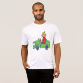 Schattige Kind Rijden Groene Auto Kinderen Illustr T-shirt (Voorkant volledig)