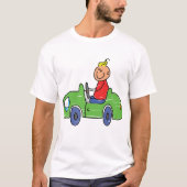 Schattige Kind Rijden Groene Auto Kinderen Illustr T-shirt (Voorkant)