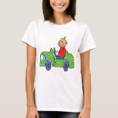 Schattige Kind Rijden Groene Auto Kinderen Illustr T-shirt (Voorkant)