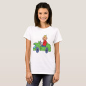 Schattige Kind Rijden Groene Auto Kinderen Illustr T-shirt (Voorkant volledig)