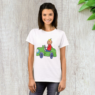 Schattige Kind Rijden Groene Auto Kinderen Illustr T-shirt