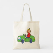 Schattige Kind Rijden Groene Auto Kinderen Illustr Tote Bag (Achterkant)