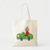 Schattige Kind Rijden Groene Auto Kinderen Illustr Tote Bag (Voorkant)