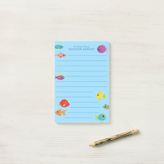 Schattige Kind van het visaquarium Post-it® Notes (Op bureau)