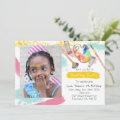 Schattige kind Verfparty Kunst Verjaardagsfoto Uit Kaart (Staand voorkant)