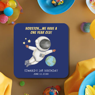 Schattige Kind Verjaardagsfeest Spaceman Kartonnen Onderzetters