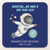 Schattige Kind Verjaardagsfeest Spaceman Kartonnen Onderzetters (Voorkant)