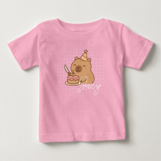 Schattige Kinder Capybara die taart eet Verjaardag (Voorkant)