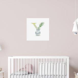 Schattige Kinder dier HIPPO Monogram Y Nursery Poster