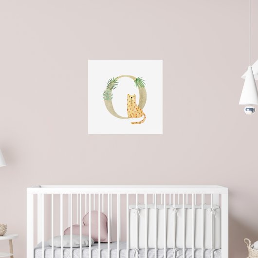 Schattige Kinder dierlijk LEOPARD monogram op kind Poster (Kinderkamer 2)