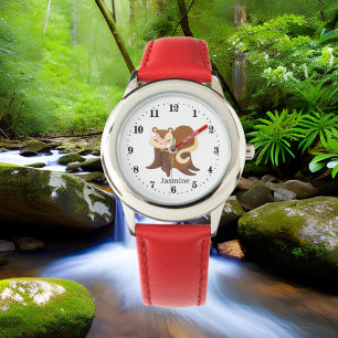 schattige kinder eekhoornliefhebbers voegen naam t horloge
