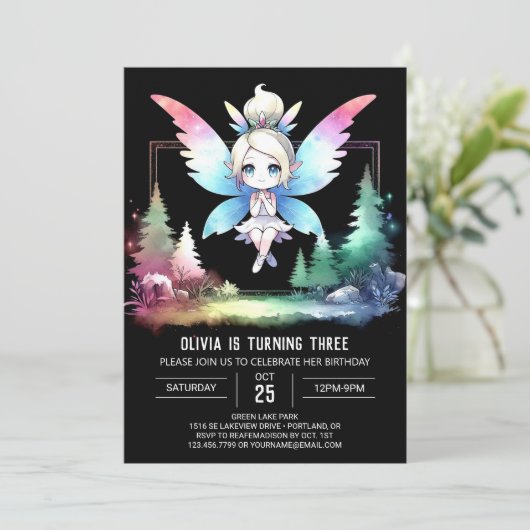 Schattige Kinder feeënverjaardag Kaart (Staand voorkant)