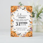 Schattige Kinder Halloween Feest Uitnodiging – Bew (Staand voorkant)