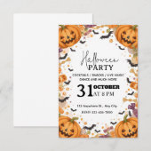 Schattige Kinder Halloween Feest Uitnodiging – Bew (Voorkant / Achterkant)