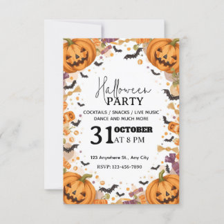 Schattige Kinder Halloween Feest Uitnodiging – Bew