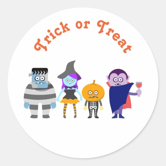 Schattige Kinder Halloween Kostuum Party Ronde Sticker (Voorkant)