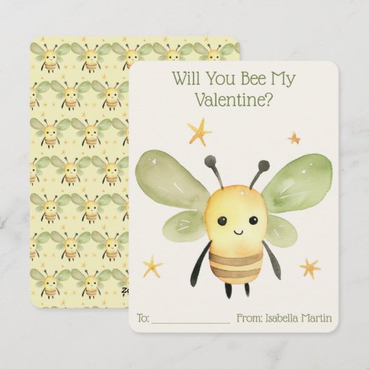 Schattige Kinder klaslokaal wordt je mijn Valentij Feestdagenkaart (Voorkant / Achterkant)