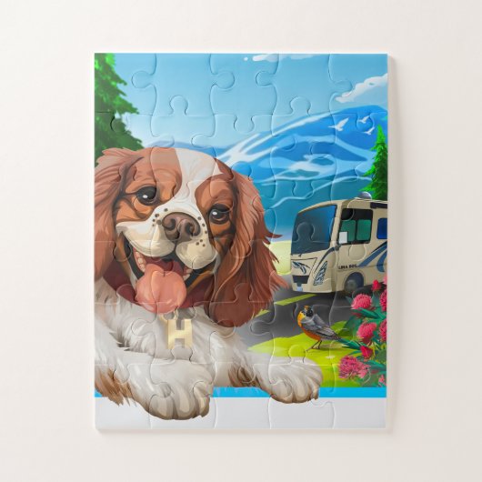 Schattige Kinder puzzel Happy Cavalier Puppy (Verticaal)