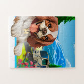 Schattige Kinder puzzel Happy Cavalier Puppy Legpuzzel (Horizontaal)