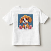 Schattige Kinder speelse hond T-Shirt Design (Voorkant)