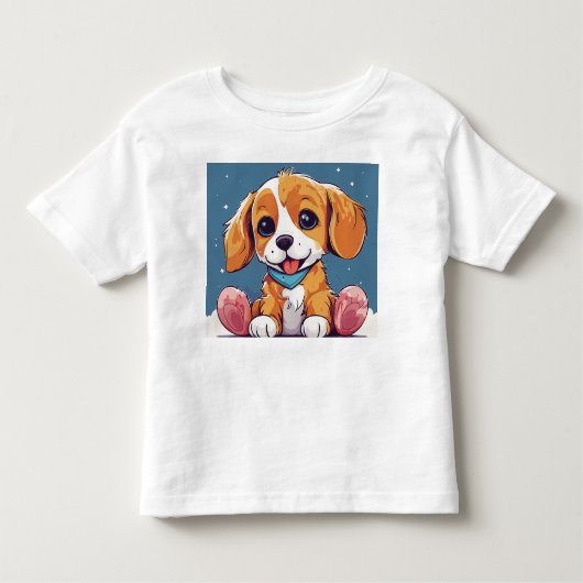 Schattige Kinder speelse hond T-Shirt Design (Voorkant)