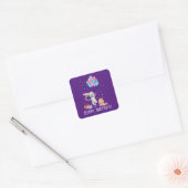 schattige kinder unisex Birthday bunny Vierkante Sticker (Envelop)