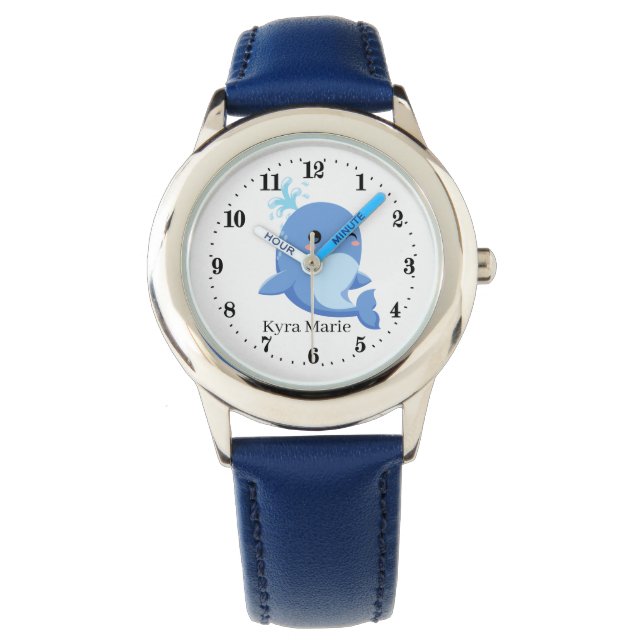 schattige kinder unisexwalvis, naam bekijken horloge (Voorkant)