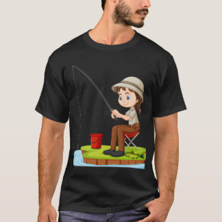 Schattige Kinder Vissen Cartoon Illustratie – Grap T-shirt
