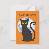 schattige kinder zwarte kat van Halloween bericht Notitiekaartje (Voorkant)