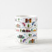 Schattige kinderachtig stadsbeeld bus auto Cartoon Koffiemok (Center)