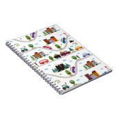Schattige kinderachtig stadsbeeld bus auto Cartoon Notitieboek (Rechterzijde)