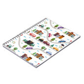 Schattige kinderachtig stadsbeeld bus auto Cartoon Notitieboek (Linkerzijde)