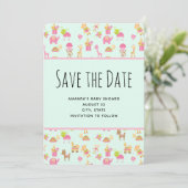 Schattige kinderdagverblijf Dieren Patroon Save The Date (Staand voorkant)