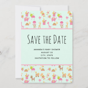 Schattige kinderdagverblijf Dieren Patroon Save The Date