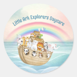 Schattige kinderdagverblijf Noah's Ark Ronde Sticker