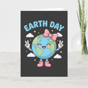 Schattige Kinderen Aardedag Meisje Planeet kawaii  Kaart