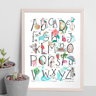 Schattige kinderen ABC Alfabet   Kinderen Muurkuns Poster