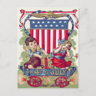 Schattige Kinderen Amerikaanse Schild Kanon Briefkaart